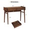 31" Modern Walnut Wicker Computer Desk with 2 Drawers and Shelf, Cable Management